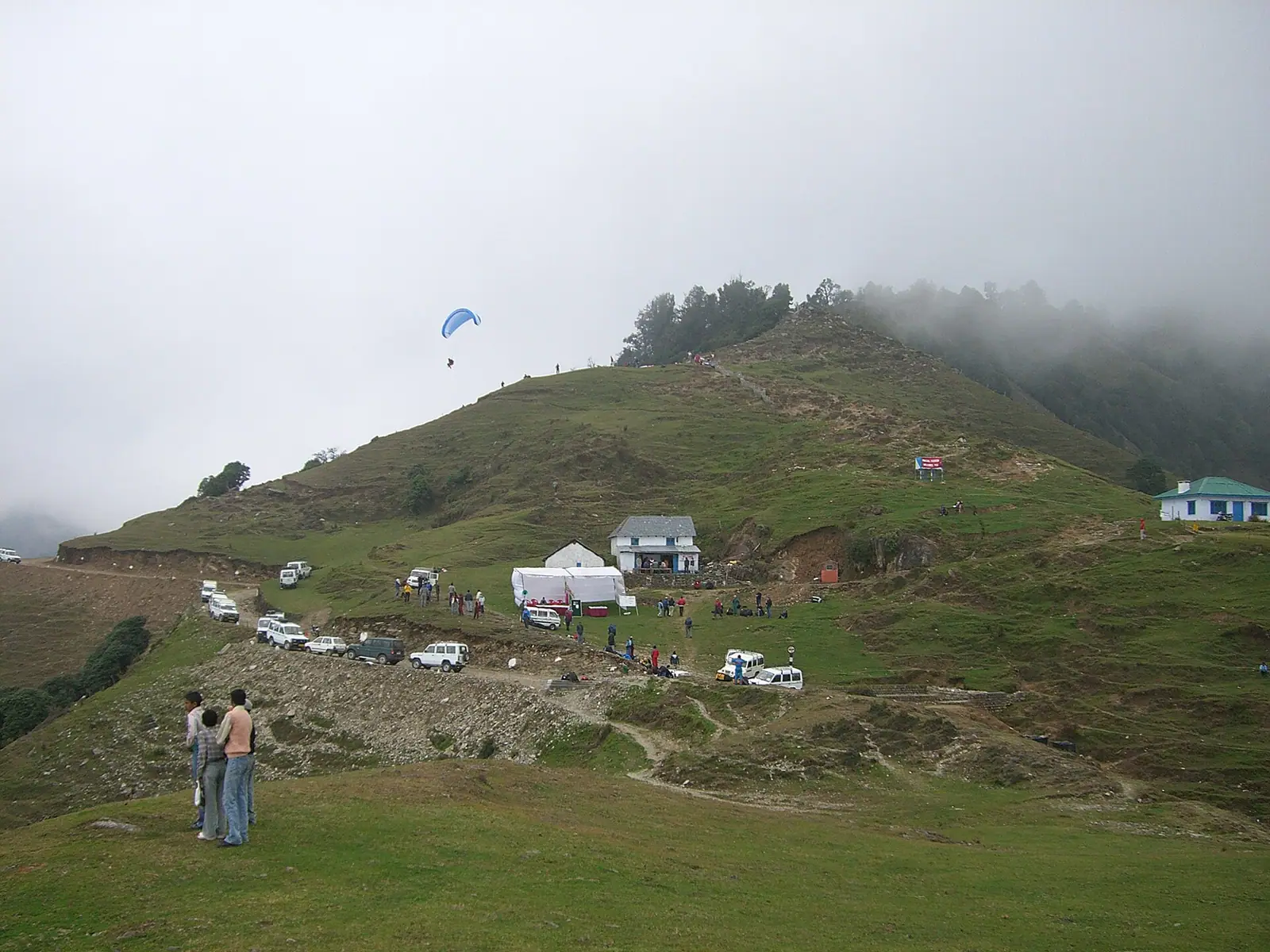 The grassy take-off ridge at Billing above the Kangra valley, Himachal Pradesh