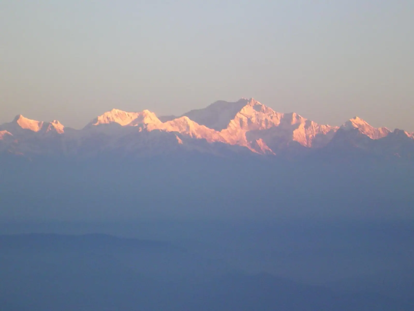 Kangchenjunga catching first light seen from Tiger Hill above Darjeeling