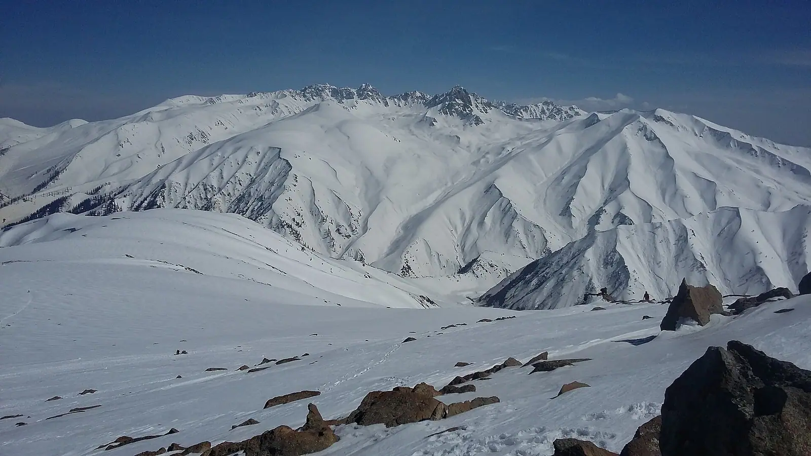 The bare snow ridge of Apharwat peak above Gulmarg, Kashmir