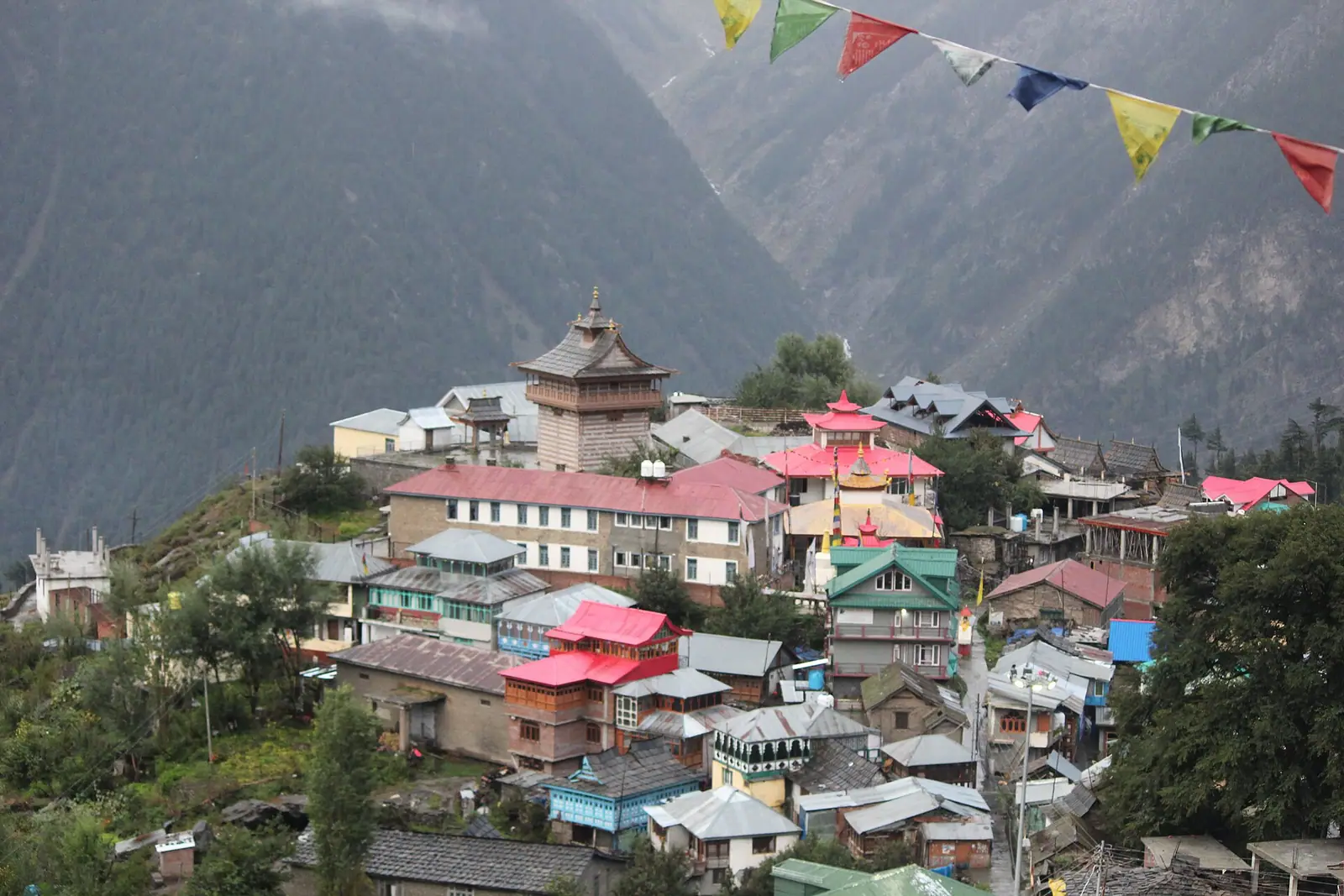 The village of Kalpa on a shelf above the Sutlej valley in Kinnaur, Himachal Pradesh